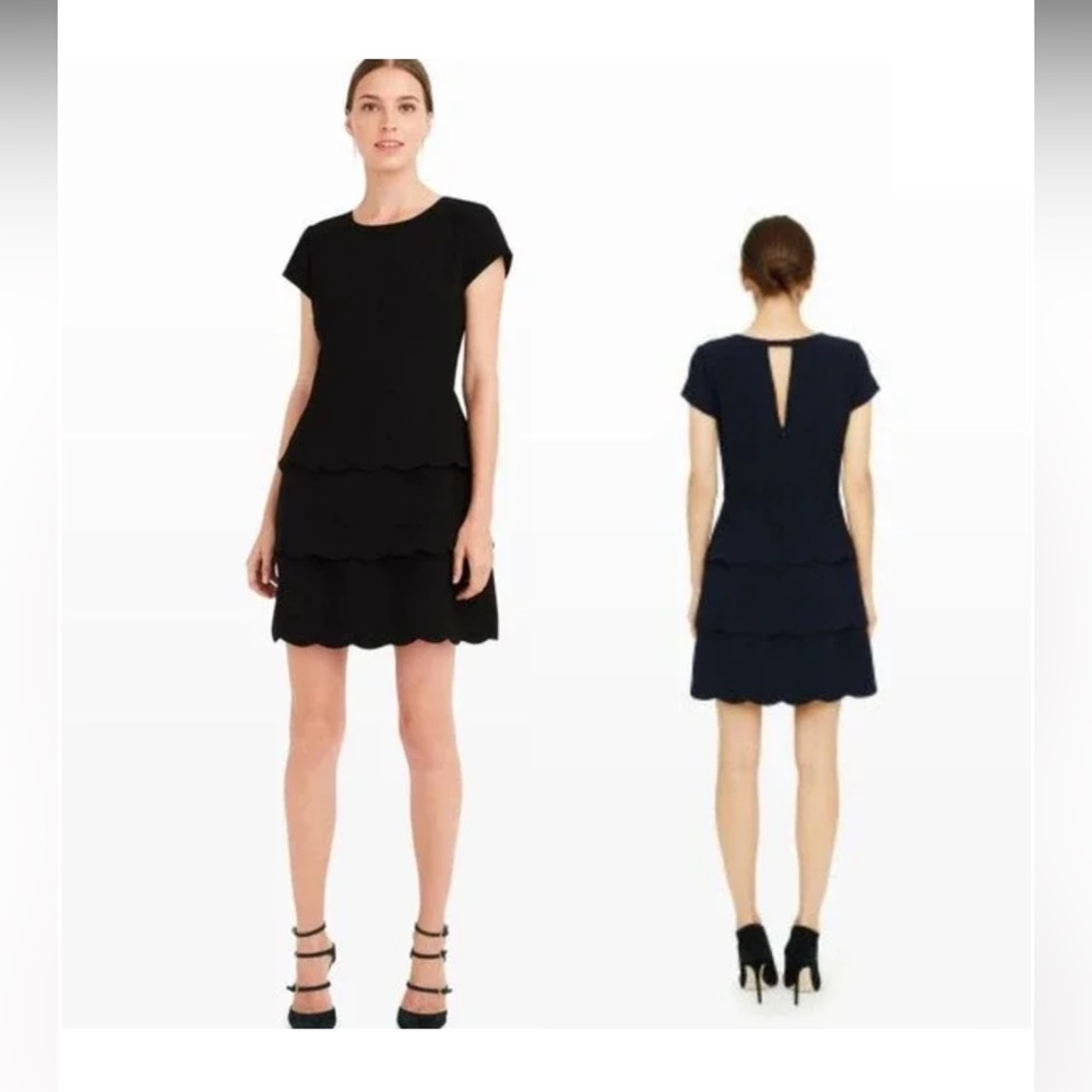 Club Monaco Colby Scalloped Dress Black size 0